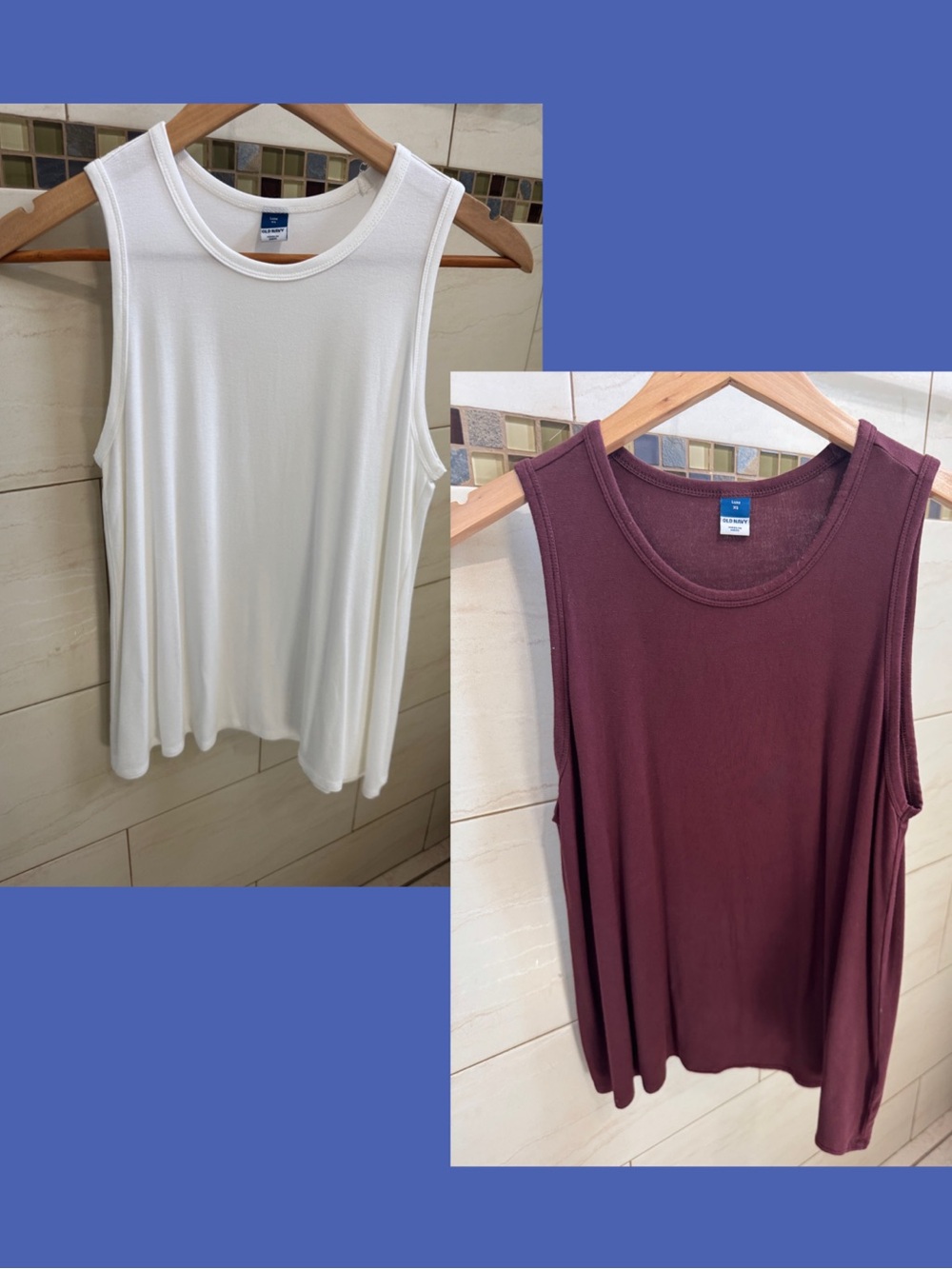 Old Navy Women’s Sleeveless Ribbed Tank - White and Burgundy SET OF 2